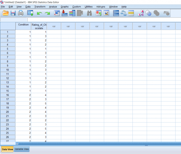 Screenshot of SPSS document