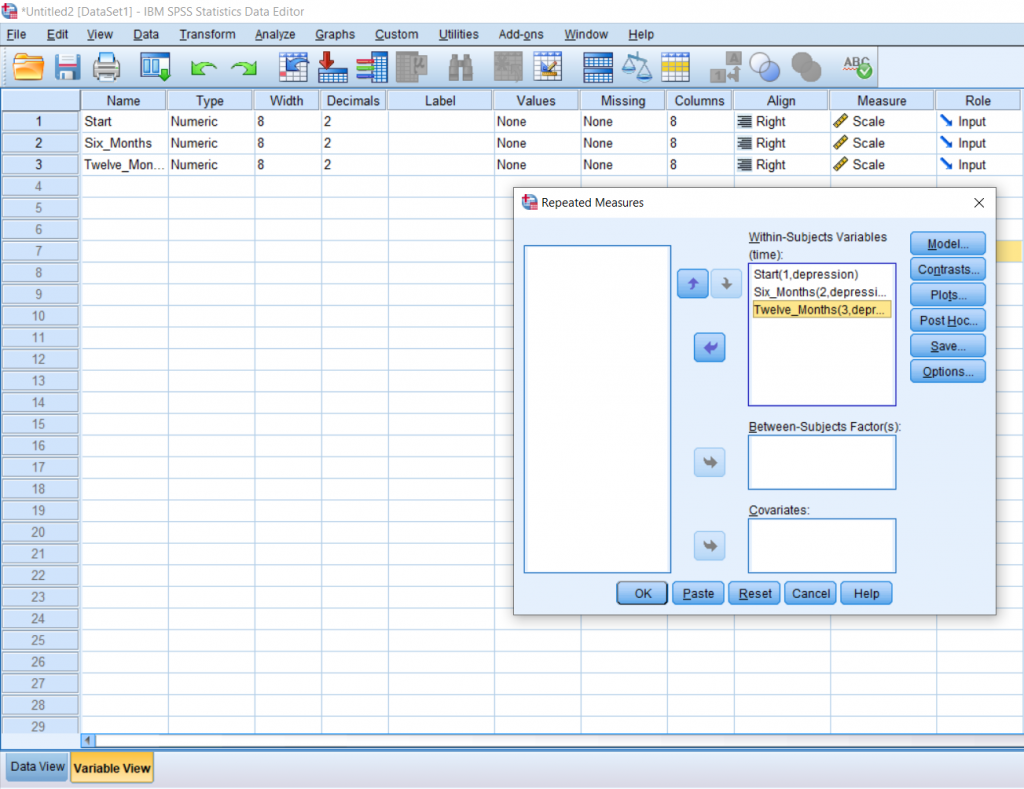 Screenshot of SPSS document